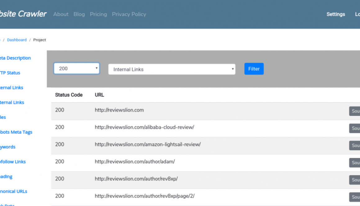website crawler http status 404