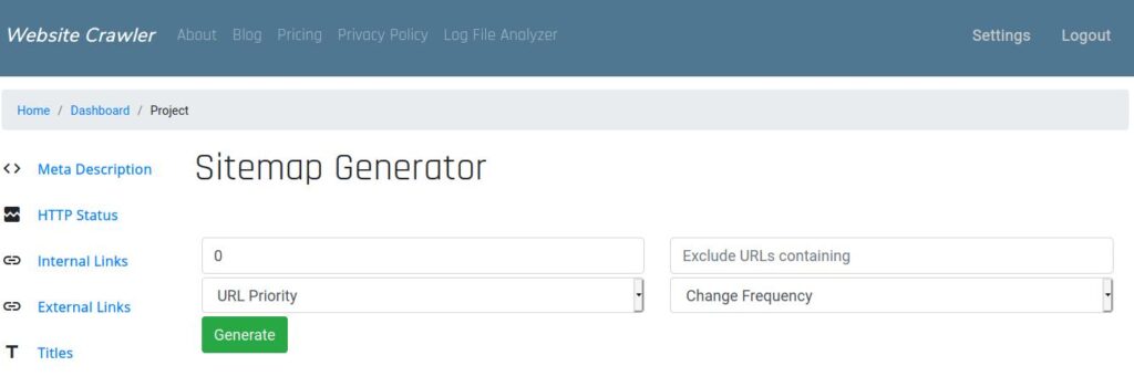 Website Crawler sitemap generator